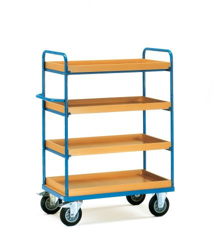 Fetra Transportgeräte mtpig223 F 504 Wagen mit Ablage Regal, 4 Böden, 269 mm/669 mm/1069 mm/1469 mm, 1552 mm Externe, 1200 mm x 800 mm Plattform