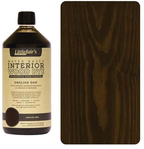 Littlefair's Holzlasur 1ltr - Holzlasur Innen - Holz Lasur Für Natürliche Holzmaserung - Wasserbasierte Wood Stain - Schnell Trocknend & Umweltfreundlich - Farbe: Englische Eiche