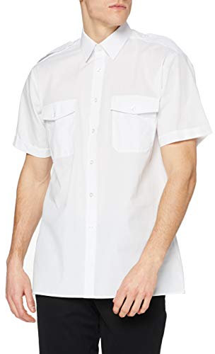 Premier Mens Short Sleeve Pilot Plain Work Shirt (15.5) (White)