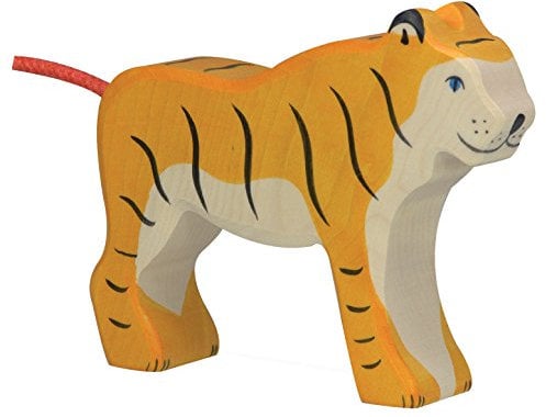 cama24com Tiger stehend Safari Holzfigur Holzspielzeug von Holztiger mit Palandi® Sticker