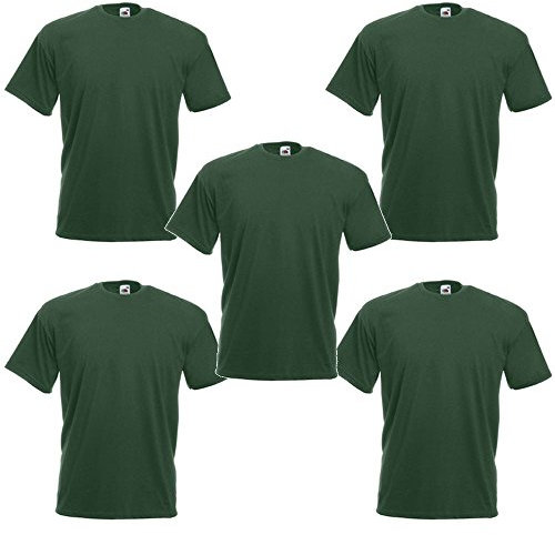 Fruit of the Loom Valueweight Tee-5 Pack T-Shirt, Vert (Vert Bouteille 0), XL (Lot de 5) Homme