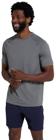 Mountain Warehouse Agra Mens Melange T-Shirt - Lightweight Top, Comfortable, Round Neck Tshirt, Quick Drying & UV Protection Tee - for Spring Summer Travelling Black M