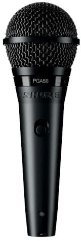 Shure PGA58- Micrófono de mano dinámico para voces con patrón de captación cardioide, interruptor de encendido/apagado discreto, adaptador de soporte y bolsa con cremallera (PGA58-LC)