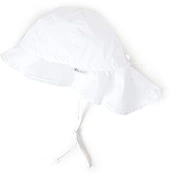 Sterntaler Sonnenhut - Unisex Sommerhut - UV-Schutz 50+ Mütze mit breiter Krempe und Größenregulierung - Nackenschutz - Bindebänder - Baby und Kinder Kopfbedeckung aus Popeline (Bio) - weiß, Größe 49