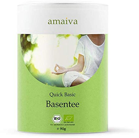 Quick Basic 90g Basentee, ayurvedischer Basen-Tee/basischer Kräutertee (mit Mate, Grüntee, Pai Mu Tan, Oolong, Rooibos, Brennessel, Löwenzahn, uvm. - aus kontrolliert biologischem Anbau