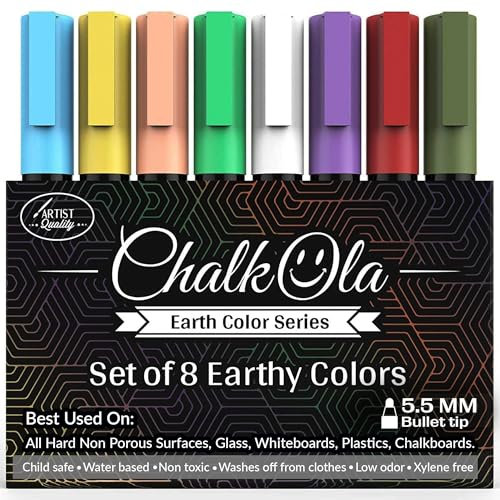 Chalkola Kreidestifte für Tafel abwaschbar - 8 Kreidemarker pastell 6mm umkehbarer Spitze - Kreide Stift für Fenster, Glas, Tafel, Whiteboard - Liquid Chalk markers für Erwachsene & Kinder