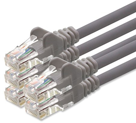 1aTTack CAT5 UTP network patch cable with 2x RJ45 plug set gray 5 pieces - 1m