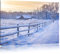 Pixxprint Rotes Holzhaus im Schnee, Größe: 120x80cm, Leinwandbild, fertig gespannt, Wandbild, Dekoration, Kunstdruck, kein Poster