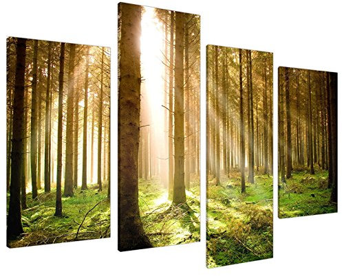 Extra Large Green Trees Canvas Wall Art Pictures 130cm Prints Set 4042
