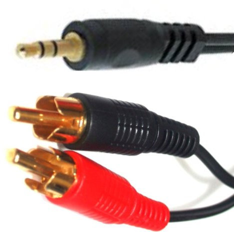 World of Data 15m 3.5mm to Twin RCA Cable - Gold Plated - Audio Lead - Male to Male