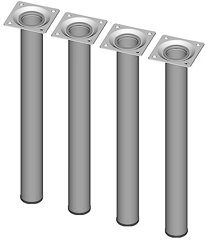 Element System 18133-00267 Pied Tubulaire en Acier L 300 mm Ø 30 mm, Aluminium blanc (Gris clair), 4 pièces