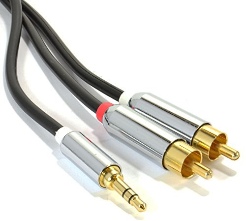 kenable PRO OFC 3.5mm Stereo Jack to 2 x RCA Phono Plugs Cable Gold 5m [5 metres]
