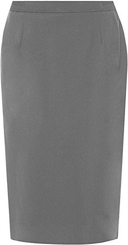 WearAll Womens Plus Lined Dark Grey Slit Pencil Skirt Office Work Formal Lined - Dark Grey - 16