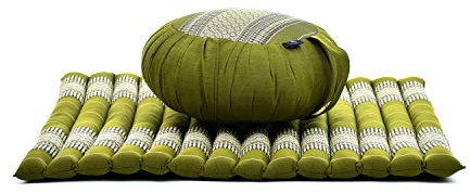 Leewadee Meditationskissen Set Sitzkissen Rund Zafu Yoga Kissen Zabuton Yogakissen Meditationskissen Meditation Zubehör Yoga Sitzkissen Yoga Meditationskissen, Kapok, Grün
