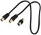 Câble d'antenne TV avec connecteurs plaqués or mâle-mâle et adaptateur femelle-Noir - 0,5 M