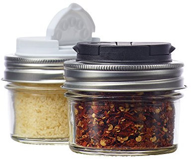 Jarware 82647 Mason Jar Spice Shaker Lids Gewürzstreuer-Deckel für Einmachgläser mit normaler Öffnung, Kunststoff, schwarz