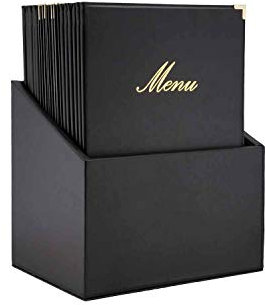 Securit Speisekarten-Mappe CLASSIC in Box, DIN A4, schwarz, Leather, Nero