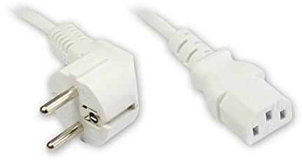 Netzkabel, Schukostecker abgewinkelt an Kaltgerätebuchse, weiß, 1,8m, Good Connections®