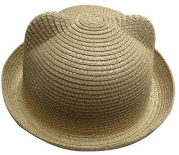 JTC Kinderhut Einfarbig Katze Ohr Mädchen Junge Melone Mütze Kalotte Strohhut 11 Farben (Beige)