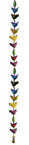 Rastogi handicrafts Kette mit Vögeln und Glöckchen. Traditionelle indische Dekoration zum Aufhängen, Textil, natur, 20 birds 8x115 cm