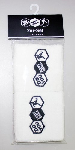 DO YOU FOOTBALL Schweißbänder Schweißband 2er Set weiß mit Logo f. Fußball Sport Accessoire