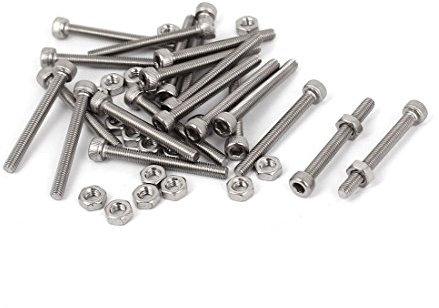 sourcing map 3 x 28 mm hexagonal M cabeza moleteada DIGITALJIMS tuercas y tornillos Set 20 piezas