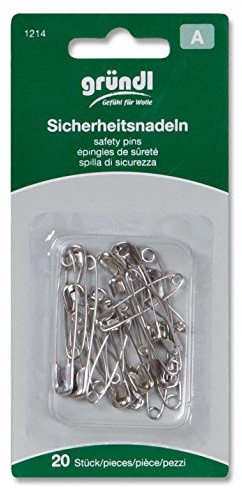 Gründl 1214 Sicherheitsnadeln, Sortiert, Verschiedene Größen, 20 Stück