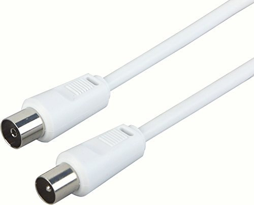 Schwaiger Antennen Anschlusskabel 75 dB, 10,0m, weiß, IEC Stecker > IEC Buchse, 2-Fach Schirmung, 75 Ohm, digital, HDTV, DVB-C/DVB-T2