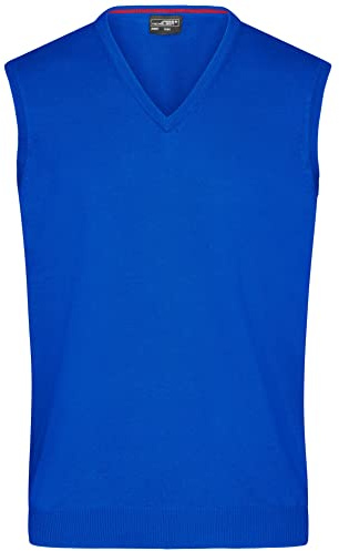 James & Nicholson Herren V-Pullunder - Klassisch geschnittener Pullunder aus hochwertiger Baumwolle | Farbe: royal | Grösse: M