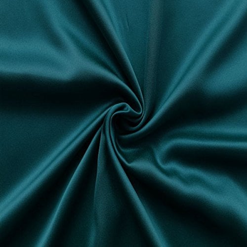 STOFFKONTOR Stretch Satin Modestoff Kleiderstoff - Stoff glänzend - Meterware, Petrol