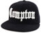 Decky City Name Old English Embroidered Flat Bill Snapback Cap - Black - Compton