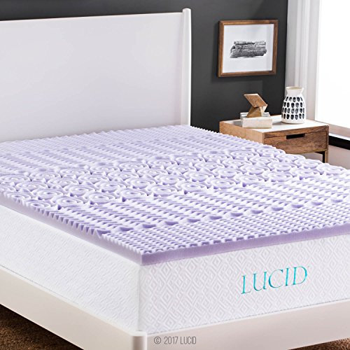 LUCID Zoned Memory Foam Mattress Topper Matratzenauflage, Schaumstoff, Lavendel, King