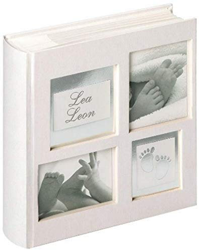 walther design Fotoalbum grau 200 Fotos 10 x 15 cm Memo-Einsteckalbum mit Ausstanzung und Prägung, Baby Little Foot ME-172