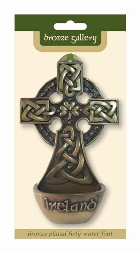 Carrolls Irish Gifts Royal Tara Bronze Plated Holy Water Font Wall Hanging Dekoration with Celtic Weave Cross Design