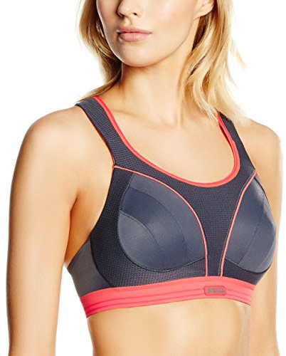 Shock Absorber B5044 Women's Run Sports Bra ,Grey/Coral ,30B