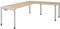 mauser | Schreibtisch | verkettet | Fußform Rundrohr | HxBxT 680-760 x 2000 x 800 mm | Winkelansatz rechts | Platte Ahorn Dekor | Gestell alufarben