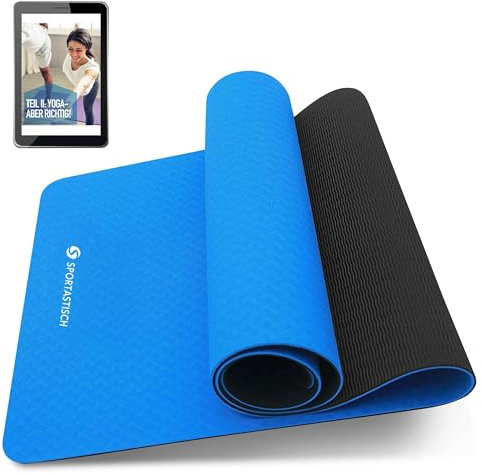 SPORTASTISCH Profi Yogamatte „Yoga Star“ Rutschfeste TPE Gymnastikmatte, 6mm Fitnessmatte Sportmatte gepolstert für Workout zuhause (183 x 61 cm)