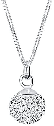 Elli Halskette Damen mit Anhänger Kugel Kristallen in 925 Sterling Silber