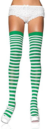 Leg Avenue Femme Leg Avenue Bas Rayures Bicolores Taille Unique Collants pour d guisements, Blanc Vert, Taille unique EU