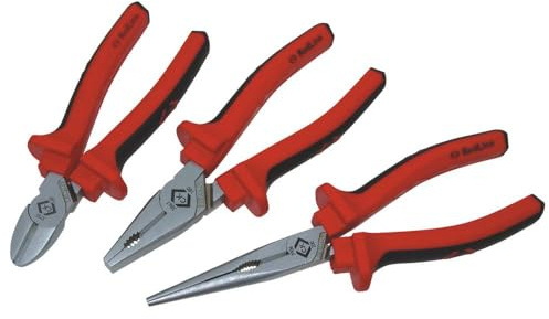 C. K Tools T3803 Diagonal Cutting, Snipe Nose, Linesman Pliers Set, 3-Piece