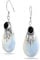 Western Style Rainbow Opalite Glass Teardrop Pear Shaped Dangle Black Cubic Zirconia CZ Earrings Fish Hook Sterling Silver