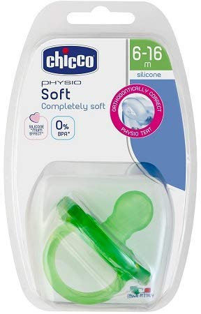 Chicco 00002712310000 Sauger Physio Soft, 6m+, Silikon, 1 Stück, Neutral, grün