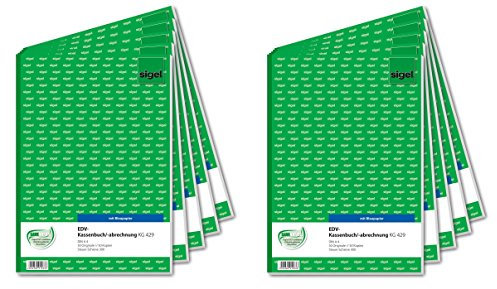 Sigel KG429 Kassenbuch EDV 2fach, Steuerschiene 300, A4, 2x50 Blatt mit Blaupapier (10 Stück)