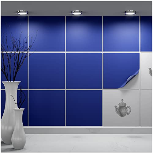 FoLIESEN - Adesivi per piastrelle 20x20 cm | Adesivi murali autoadesivi per bagno e cucina I Resistenti ai graffi e rimovibili | 10 Decalcomania per piastrelle, .:Blu reale opaco
