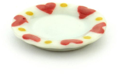 MyTinyWorld 4 x Dolls House Miniature Heart Pattern Ceramic 20mm Plates