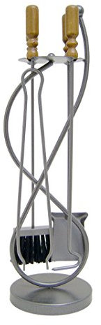 Attrezzature per caminetti In ferro, 5 pezzi, impugnature in legno cm. 72 h