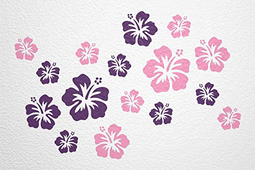 WANDfee Wandtattoo Hibiskus Blumen Hibiskusblüten FARBWUNSCH Wandaufkleber Fliesenaufkleber rosa lila
