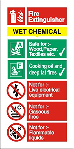 Seco Señal de extintor de incendios Wet Chemic, 100 mm x 200 mm, acrílico Prestige de 2 mm