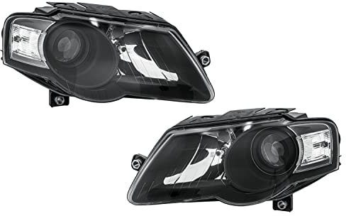 HELLA 1EL 247 014-831 DE/Halogen Scheinwerfersatz - 12V - Optischer Eindruck: schwarz - Referenzzahl: 25 - ECE - glasklar - links/rechts – Set - für u.a. VW PASSAT B6 (3C2) / (3C5)