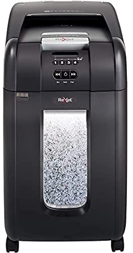 Rexel Auto+ 300M 2104300 Auto Feed 300 Sheet Micro Cut Shredder for Small Office Use (Up to 10 Users), 40 Litre Bin, Includes Shredder Oil Sheets, Black